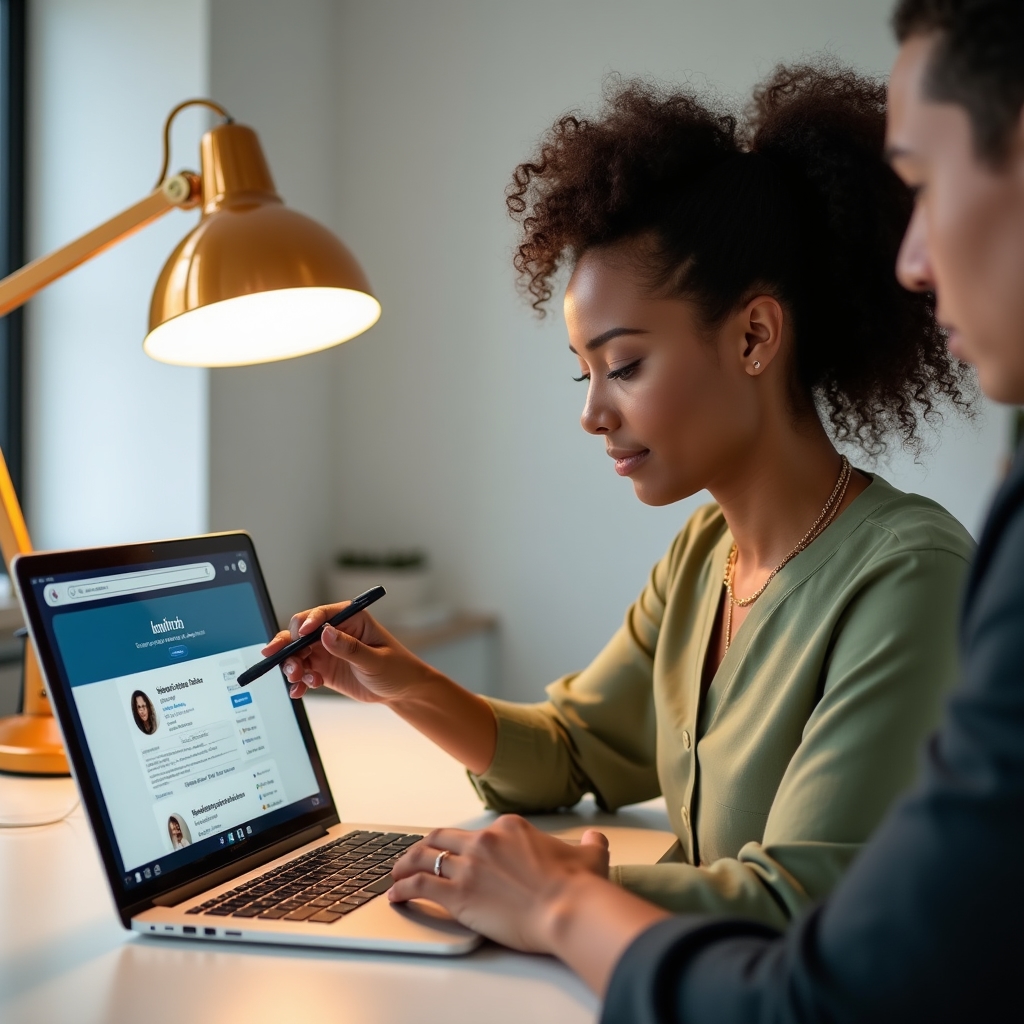 Przegląd profilu LinkedIn podczas sesji warsztatowej